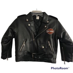 Harley Davidson Motorcycle Biker Black Jacket Kids Size 7